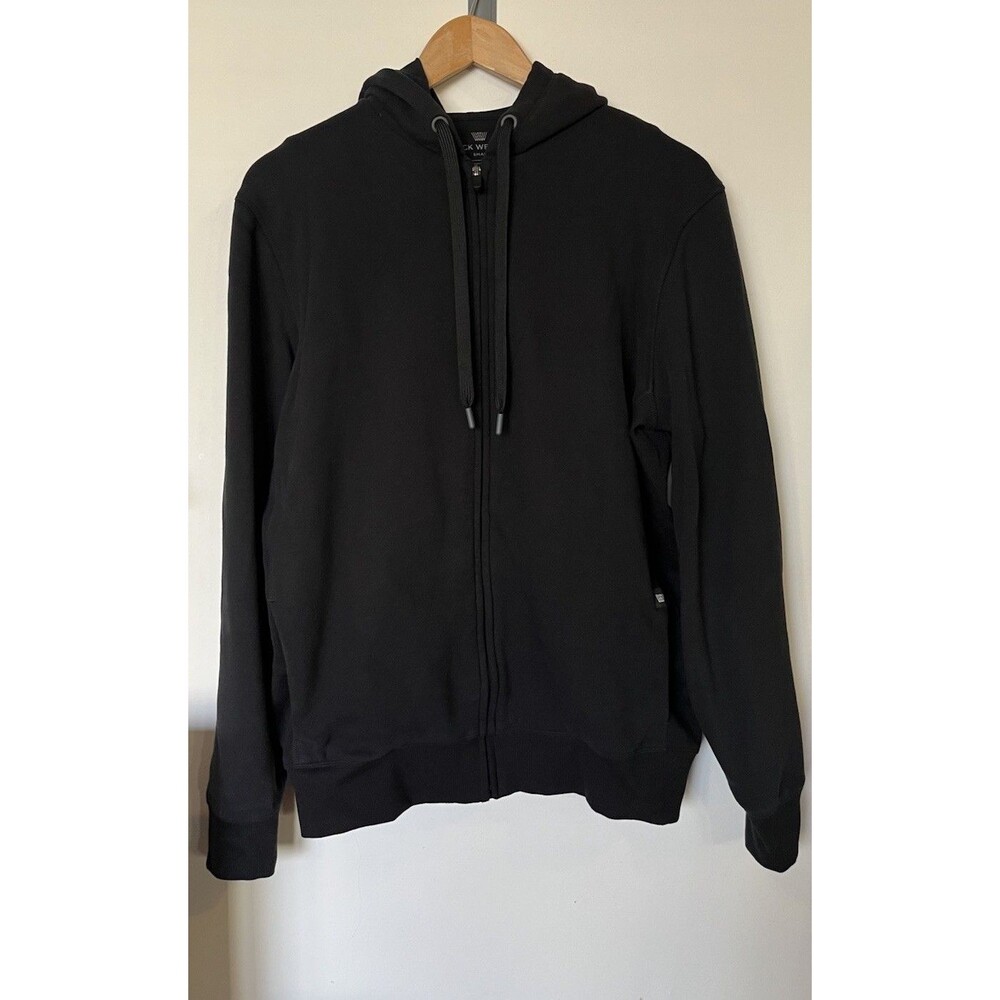 Mack Weldon Black Ace Micro Brushed French Terry Full Zip Hoodie Size Small - Picture 2 of 8